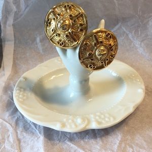 Earrings  Clip On  Gold  Button Style